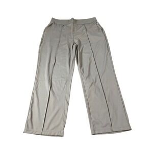 Halara Gray High Waisted Pintuck Straight Leg Pants Pockets Regular L NWT